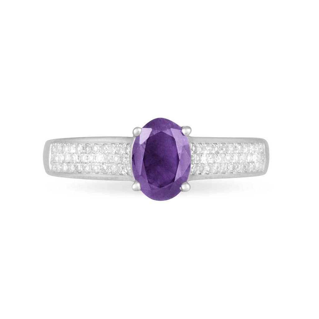 Bague Crista Or Blanc Amethyste Et Diamant - Bagues solitaires Femme | Histoire d&rsquo;Or