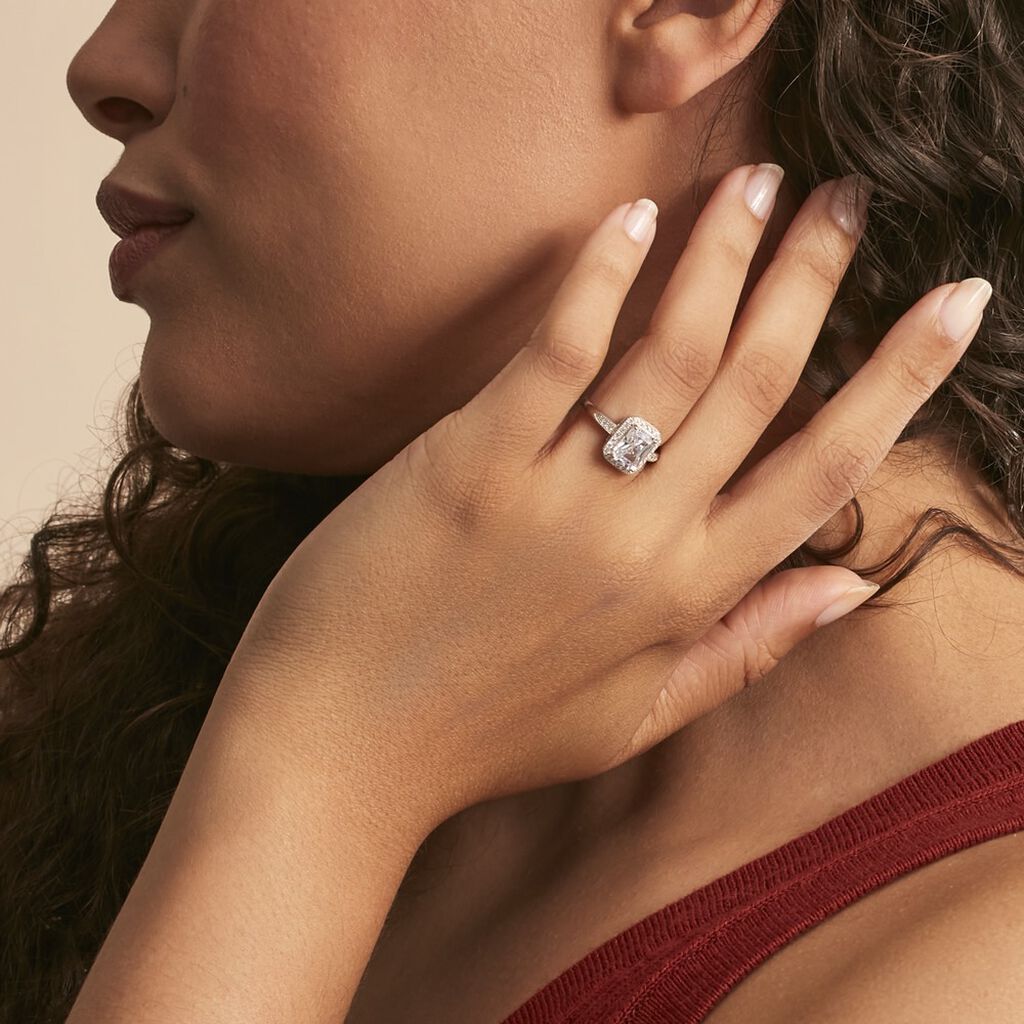 Bague Solitaire Pilar Argent Blanc Oxyde De Zirconium - Bagues solitaires Femme | Histoire d’Or