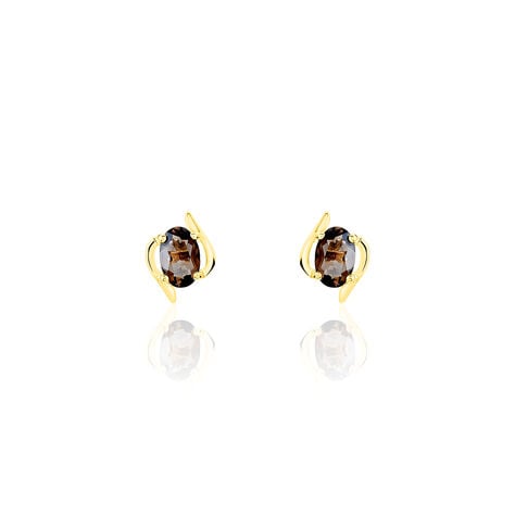Boucles D'oreilles Puces Vrille Ovale Or Jaune Quartz - Clous d'oreilles Femme | Histoire d’Or