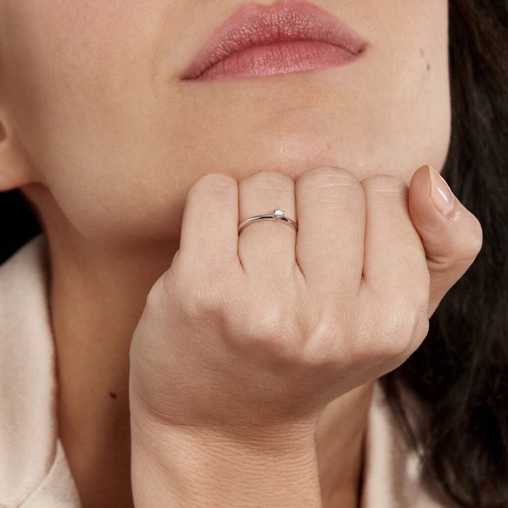 Bague Solitaire Natalia Or Blanc Diamant - Bagues solitaires Femme | Histoire d’Or