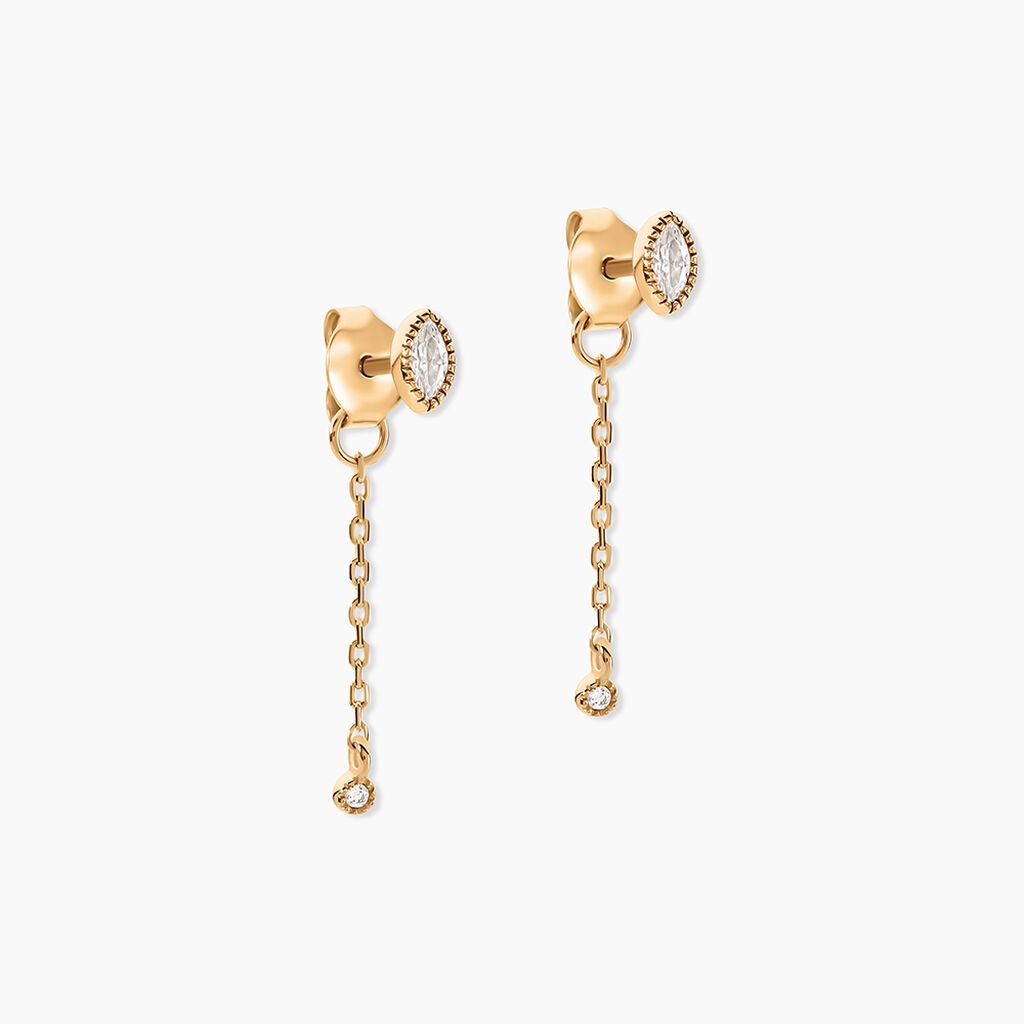 Boucles D'Oreilles Pendantes Nyxanne Plaqu&eacute; Or Jaune Oxyde De Zirconium - Boucles d'oreilles fantaisie Femme | Histoire d&rsquo;Or
