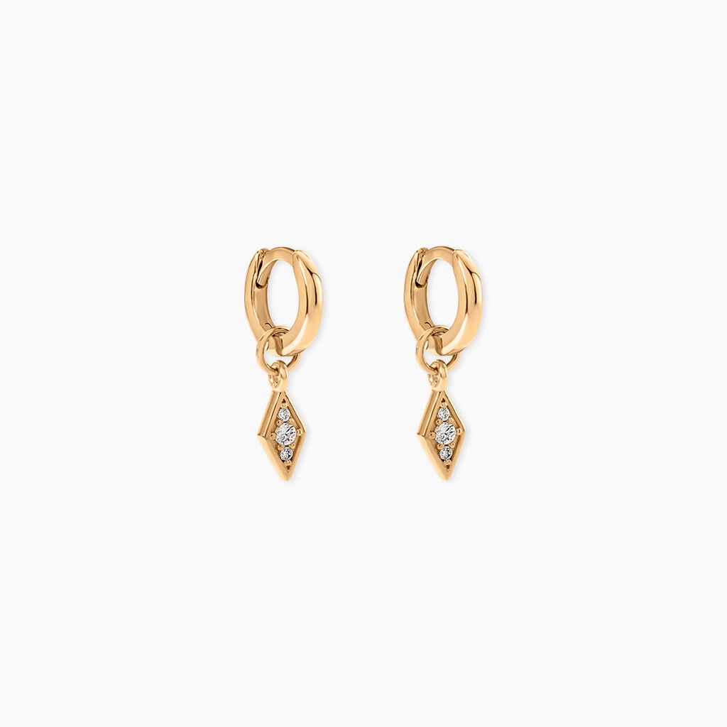 Cr&eacute;oles Leoda Plaqu&eacute; Or Jaune Oxyde De Zirconium - Boucles d'oreilles cr&eacute;oles Femme | Histoire d&rsquo;Or