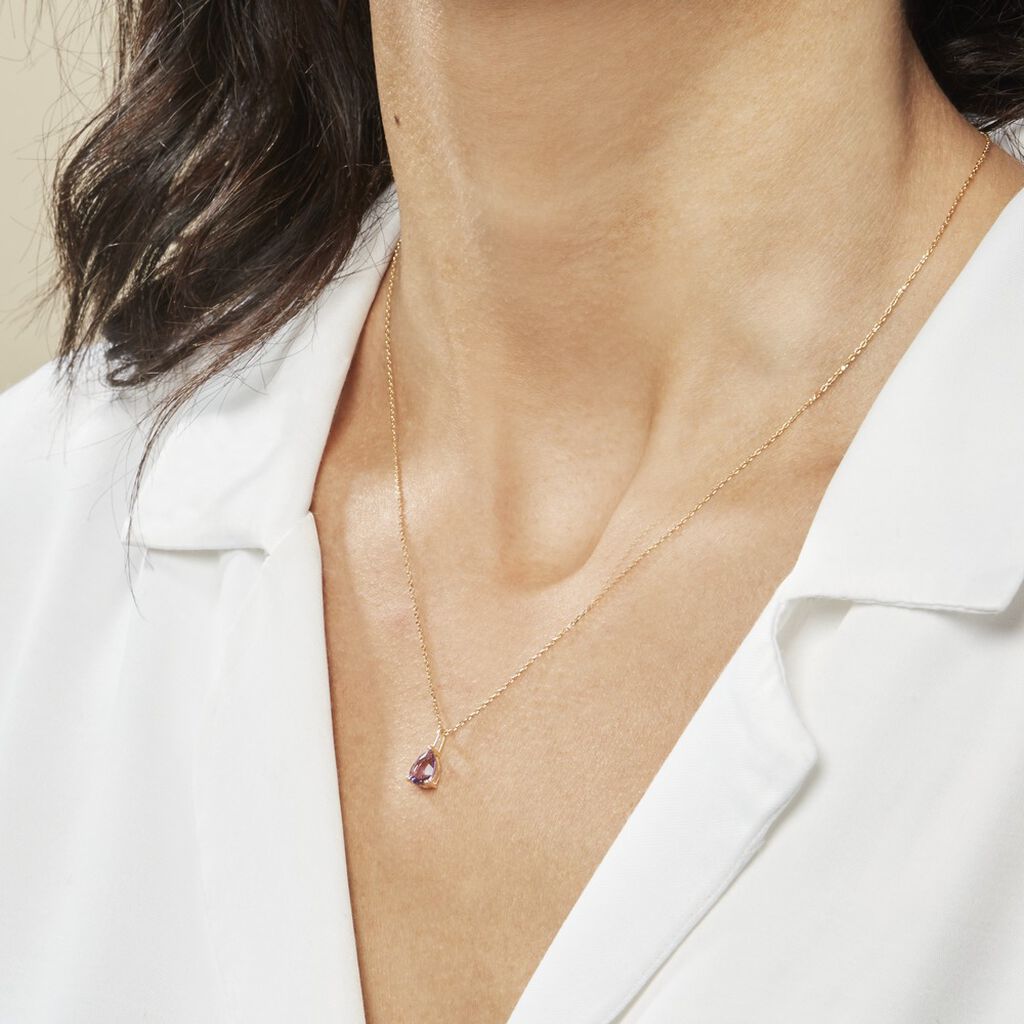 Collier Goutte Or Jaune Amethyste - Colliers Femme | Histoire d’Or