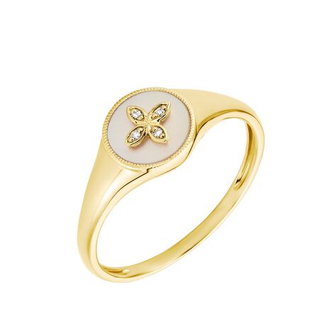 Bague Talisman Or Jaune Nacre Diamant - Bagues avec pierre Femme | Histoire d’Or