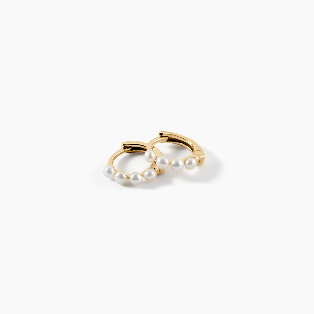 Cr&eacute;oles Per1 Argent Dor&eacute; A L'Or 750/1000 Perle De Culture - Boucles d'oreilles cr&eacute;oles Femme | Histoire d&rsquo;Or