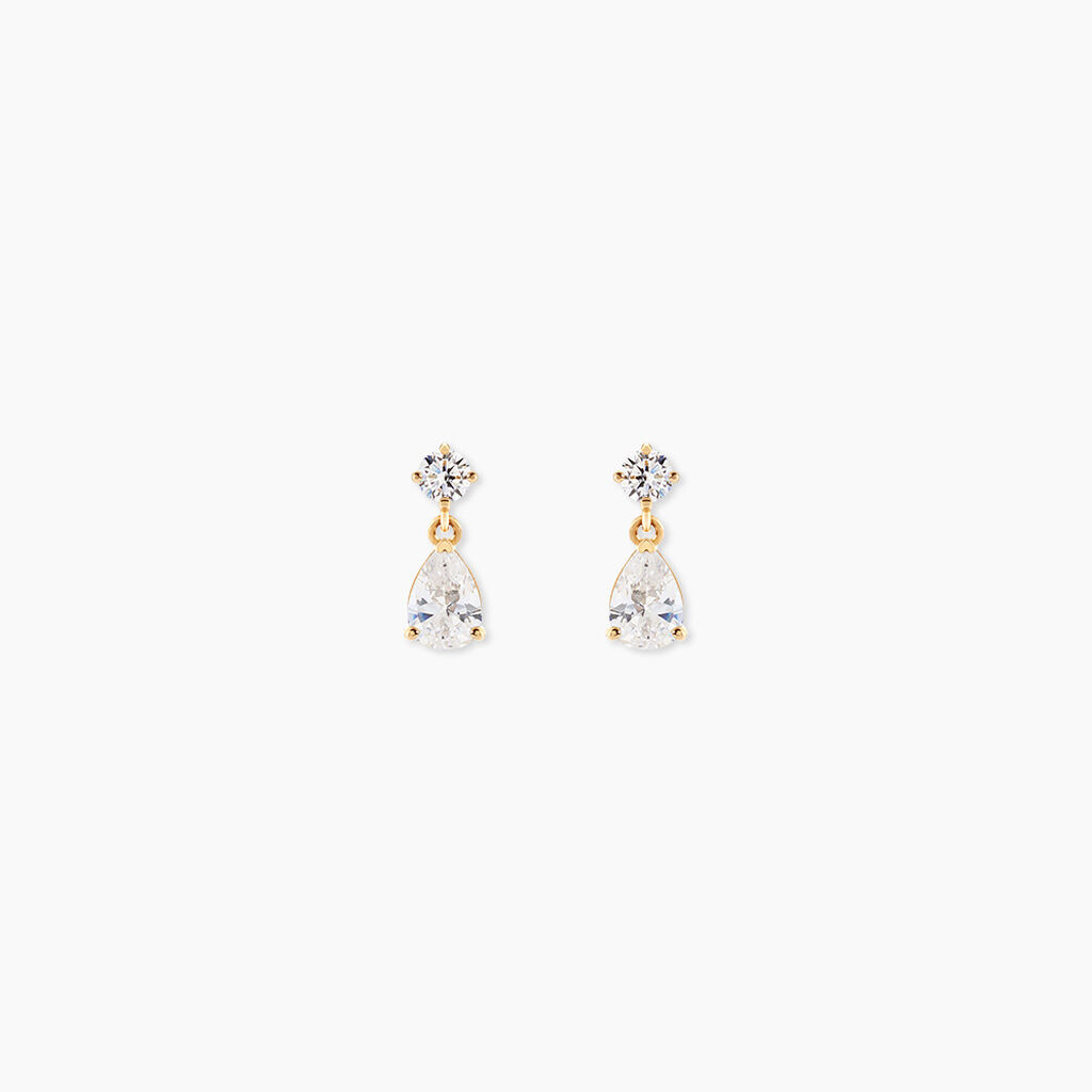 Boucles D'Oreilles Pendantes Steacy Or Jaune Oxyde De Zirconium - Boucles d'oreilles pendantes Femme | Histoire d&rsquo;Or