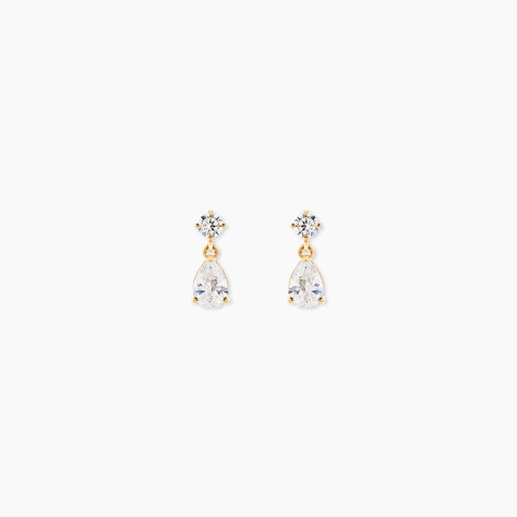 Boucles D'Oreilles Pendantes Steacy Or Jaune Oxyde De Zirconium - Boucles d'oreilles pendantes Femme | Histoire d&rsquo;Or