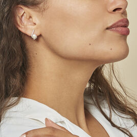 Boucles D'oreilles Puces Cassiopea Or Blanc Oxyde Et Perle De Culture - Clous d'oreilles Femme | Histoire d’Or