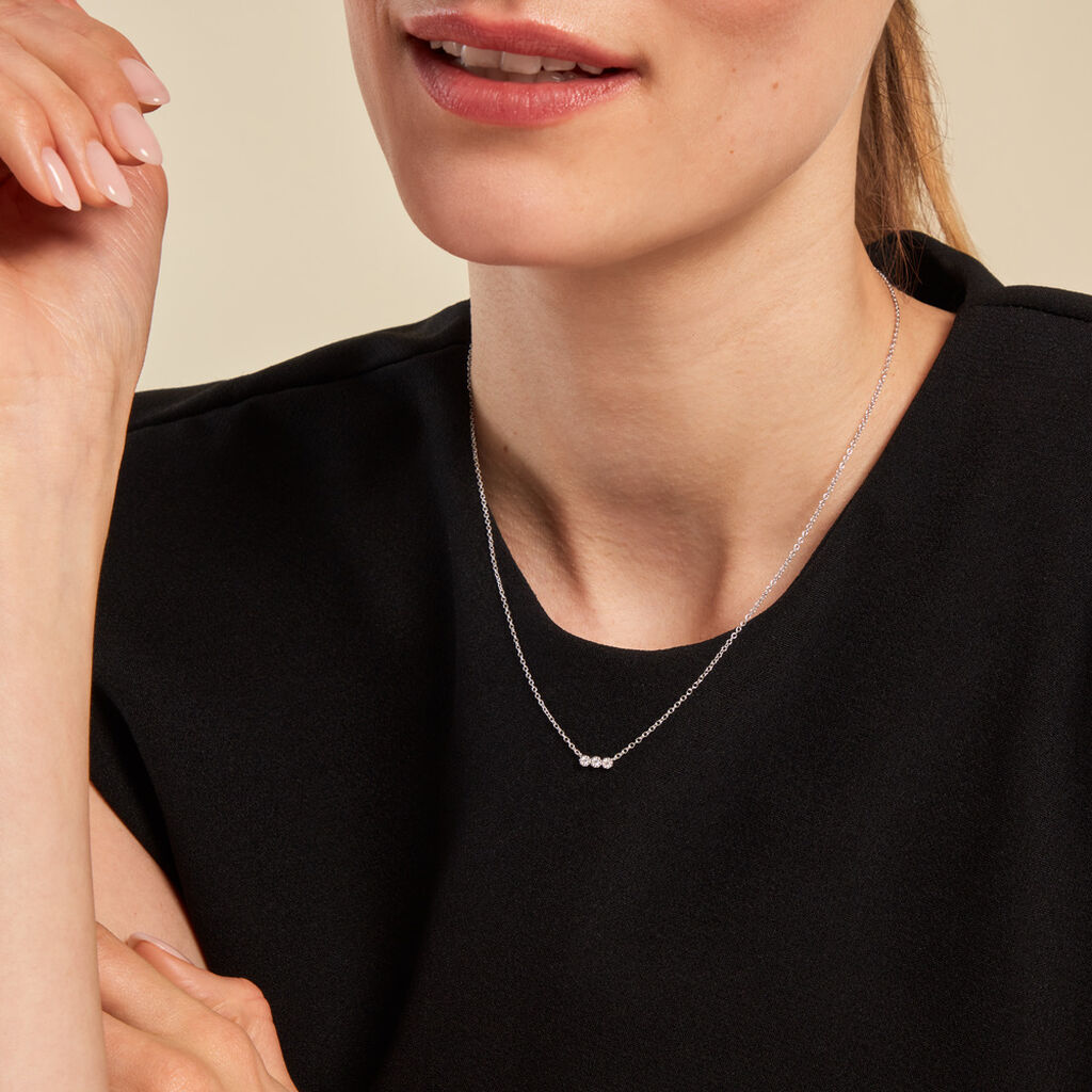 Collier Janys Argent Blanc Oxyde De Zirconium - Colliers fantaisie Femme | Histoire d’Or