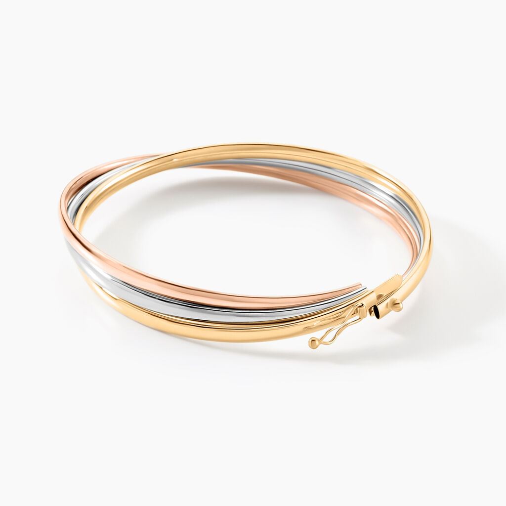 Bracelet Jonc Catalin 3 Fils Flexibles Or Tricolore - Bracelets joncs Femme | Histoire d&rsquo;Or