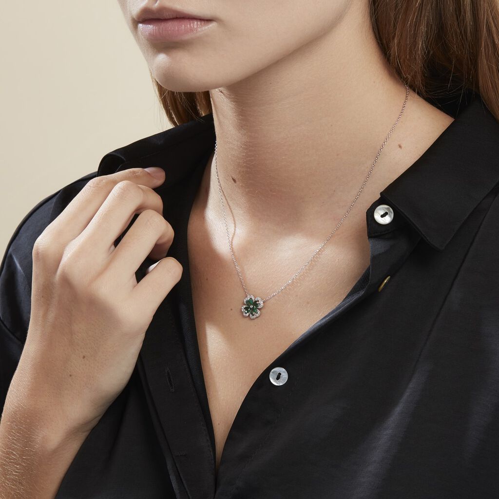 Collier Argent Blanc Deryn Verre Oxydes De Zirconium - Colliers fantaisie Femme | Histoire d’Or
