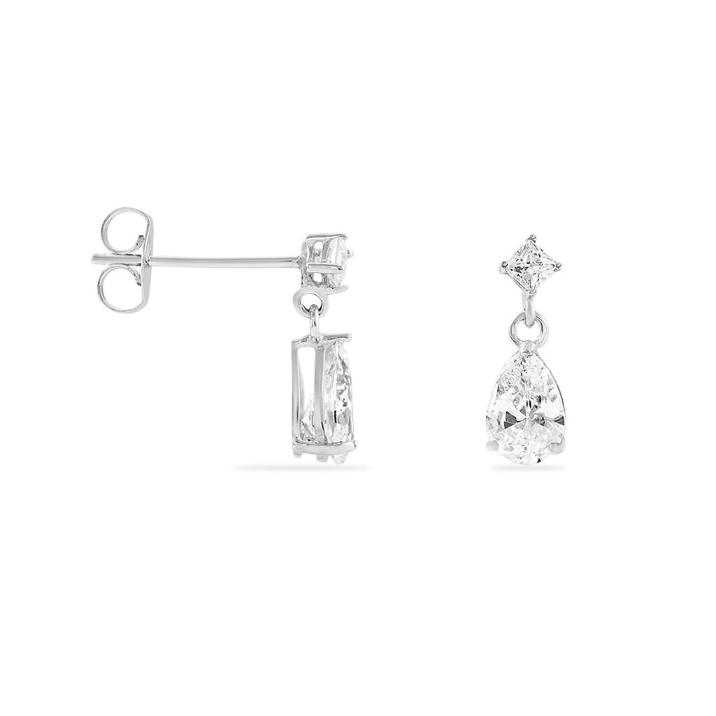 Boucles D'oreilles Pendantes Jordaine Or Blanc Oxydes - Boucles d'oreilles pendantes Femme | Histoire d’Or