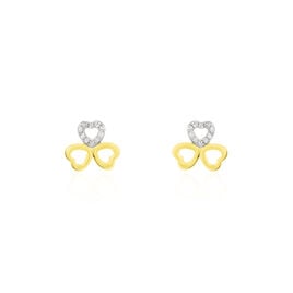 Boucles D'oreilles Puces Or Jaune Helisende Diamants - Boucles d'Oreilles Coeur Femme | Histoire d’Or