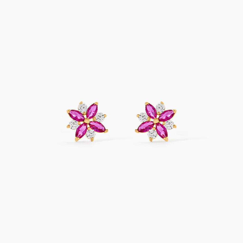 Boucles D'Oreilles Puces Danette Or Jaune Oxyde De Zirconium - Clous d'oreilles Femme | Histoire d&rsquo;Or