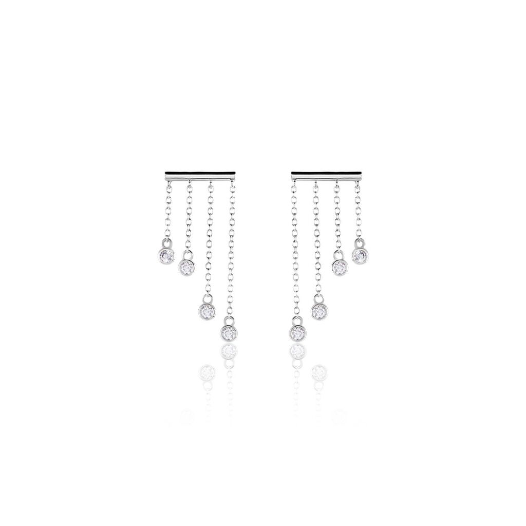 Boucles D'oreilles Pendantes Argent Blanc Edvard Oxydes De Zirconium - Boucles d'oreilles fantaisie Femme | Histoire d’Or