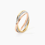 Alliance Entrelacee Diamantee Ruban Plat Or Tricolore - Alliances Unisex | Histoire d&rsquo;Or