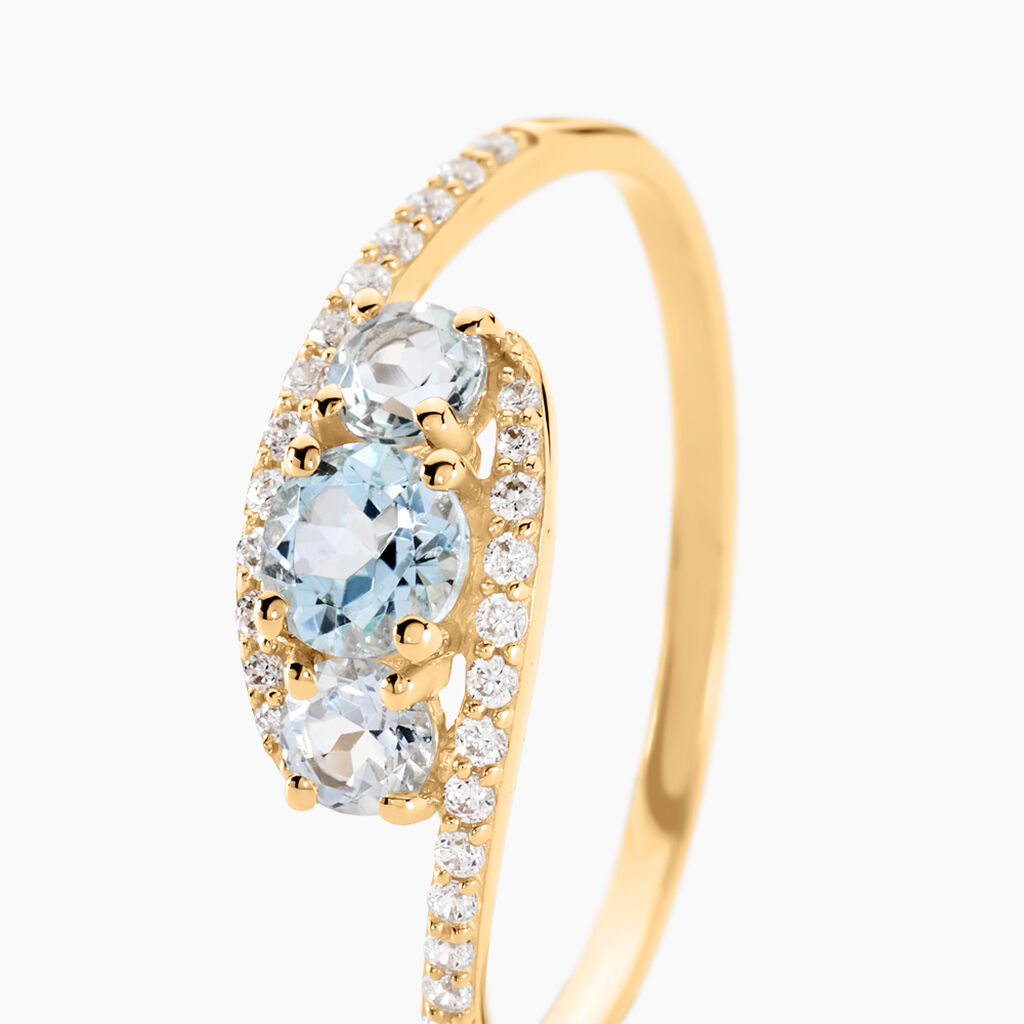 Bague Chloe Or Jaune Topaze Et Oxyde De Zirconium - Bagues solitaires Femme | Histoire d’Or