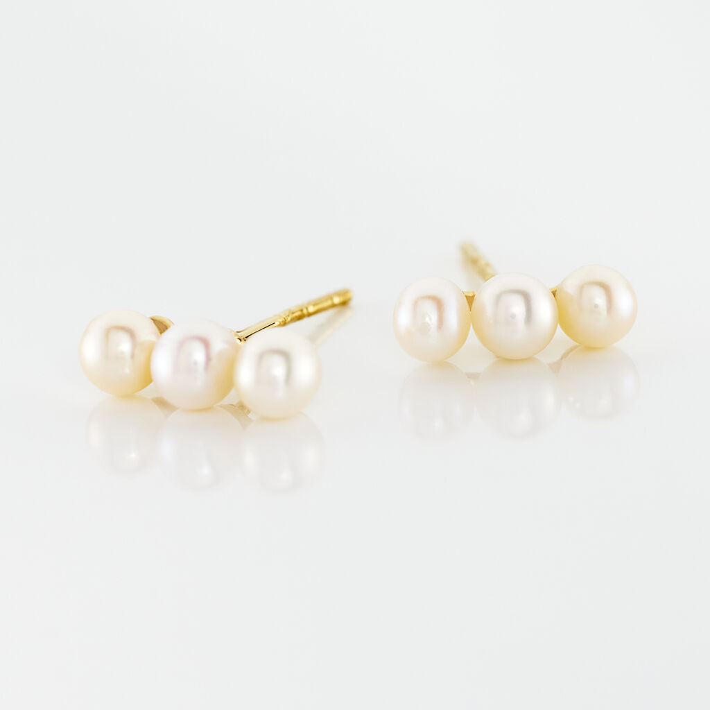 Boucles D'oreilles Puces Caitlyn Or Jaune Perle De Culture - Clous d'oreilles Femme | Histoire d’Or