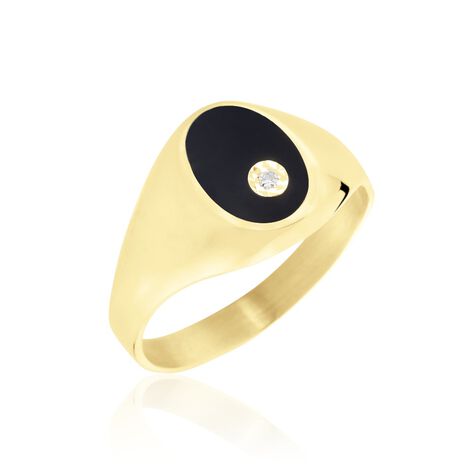 Chevalière Giles Or Jaune Onyx Diamant - Chevalières Homme | Histoire d’Or