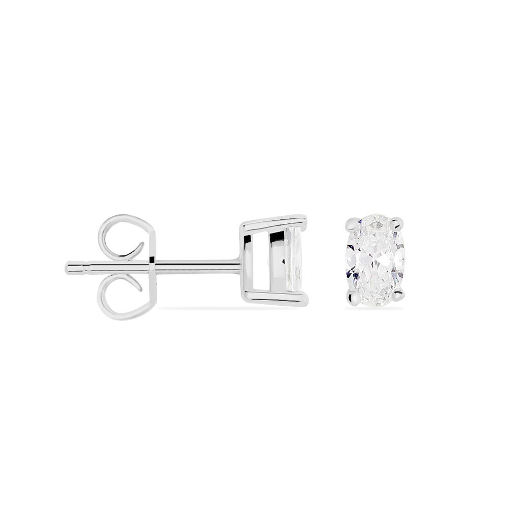 Boucles D'oreilles Puces Mathilda Argent Blanc Oxyde De Zirconium - Boucles d'oreilles fantaisie Femme | Histoire d’Or