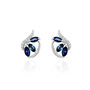 Boucles D'oreilles Puces Petale Or Blanc Saphir Et Diamant