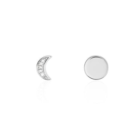 Boucles D'oreilles Dépareillées Lyana Argent Blanc Oxyde De Zirconium - Boucles d'oreilles fantaisie Femme | Histoire d’Or