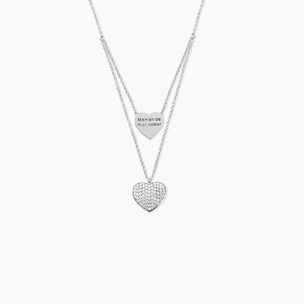 Collier Amarita Argent Blanc Oxyde De Zirconium - Colliers doubles et triples cha&icirc;nes Femme | Histoire d&rsquo;Or