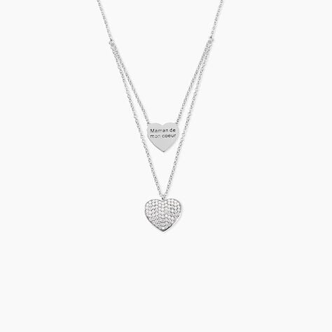 Collier Amarita Argent Blanc Oxyde De Zirconium - Colliers doubles et triples cha&icirc;nes Femme | Histoire d&rsquo;Or