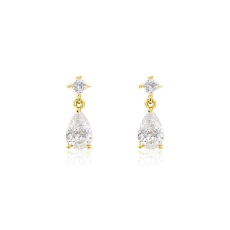Boucles D'oreilles Pendantes Faas Or Jaune Oxyde De Zirconium - Boucles d'oreilles pendantes Femme | Histoire d&rsquo;Or