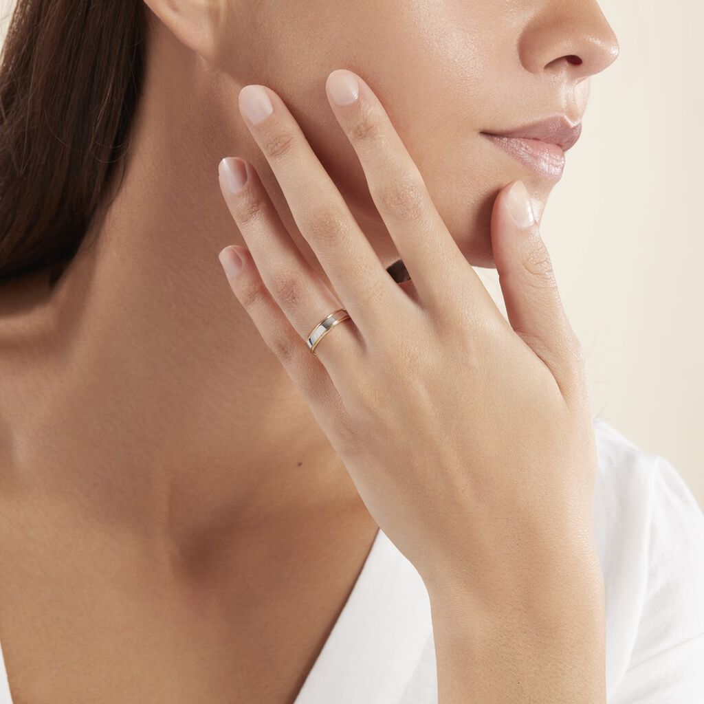 Alliance Romaine Demi Jonc Classique Or Bicolore - Alliances Unisex | Histoire d’Or