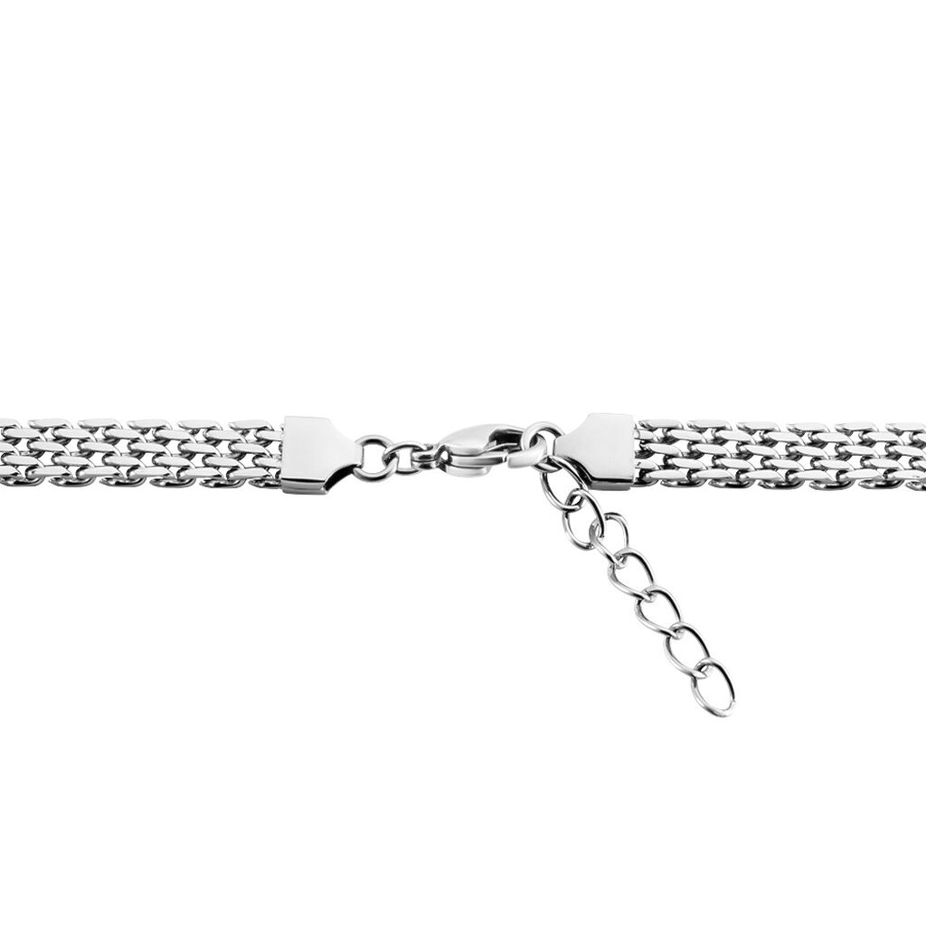 Collier Metropolitan Maille Fantaisie Acier Blanc - Colliers fantaisie Femme | Histoire d’Or