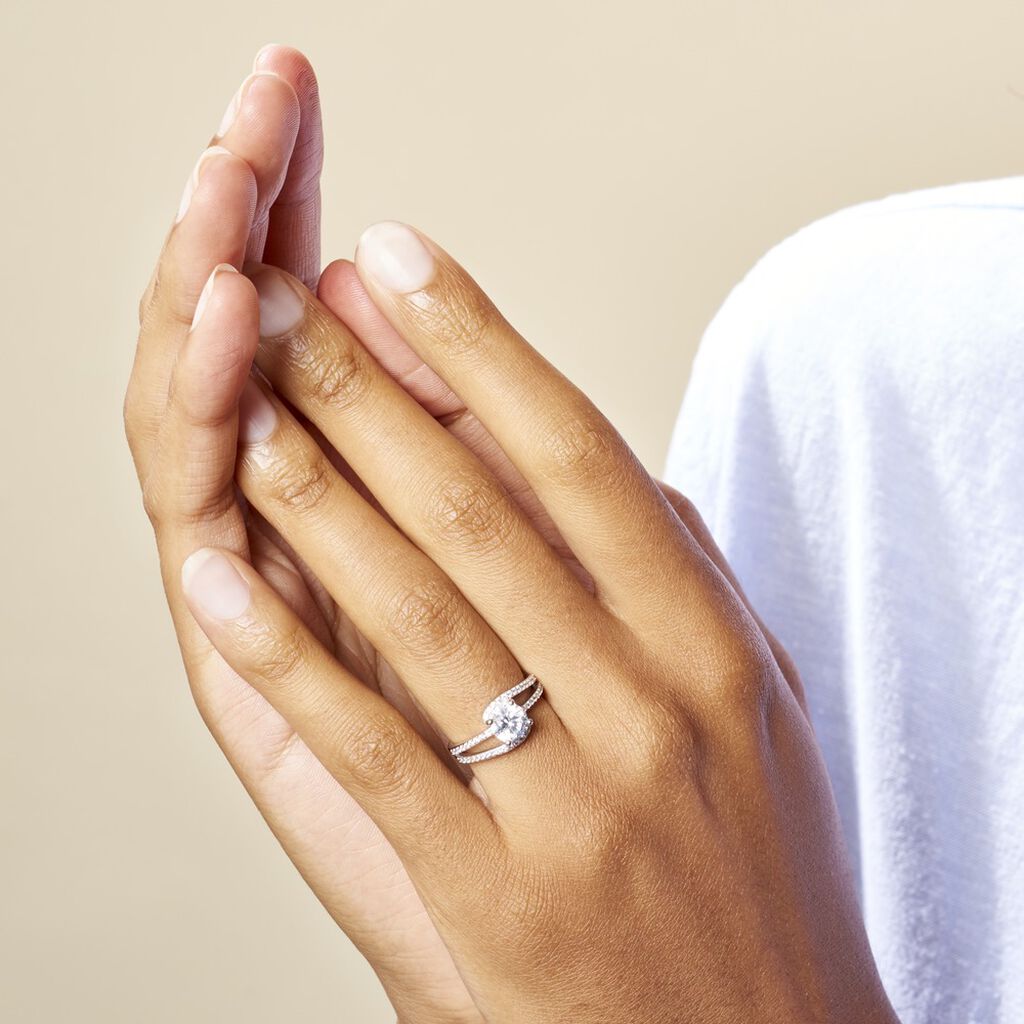 Bague Solitaire Maggy Argent Blanc Oxyde De Zirconium - Bagues solitaires Femme | Histoire d’Or