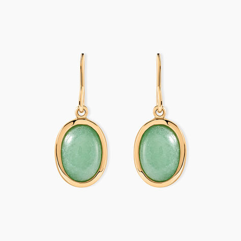 Boucles D'oreilles Pendantes Veina Plaqu&eacute; Or Jaune Aventurine - Boucles d'oreilles fantaisie Femme | Histoire d&rsquo;Or