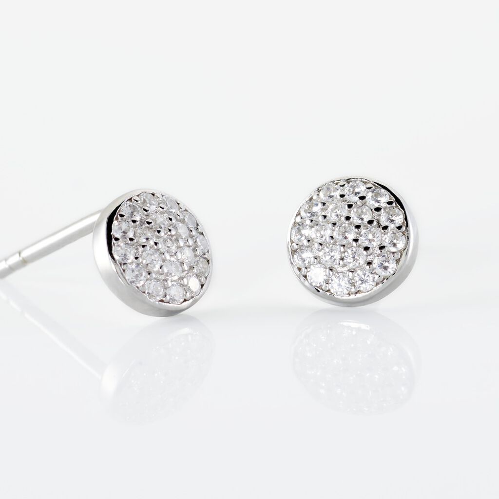 Boucles D'oreilles Puces Argent Blanc Victorin Oxydes De Zirconium - Boucles d'oreilles fantaisie Femme | Histoire d&rsquo;Or