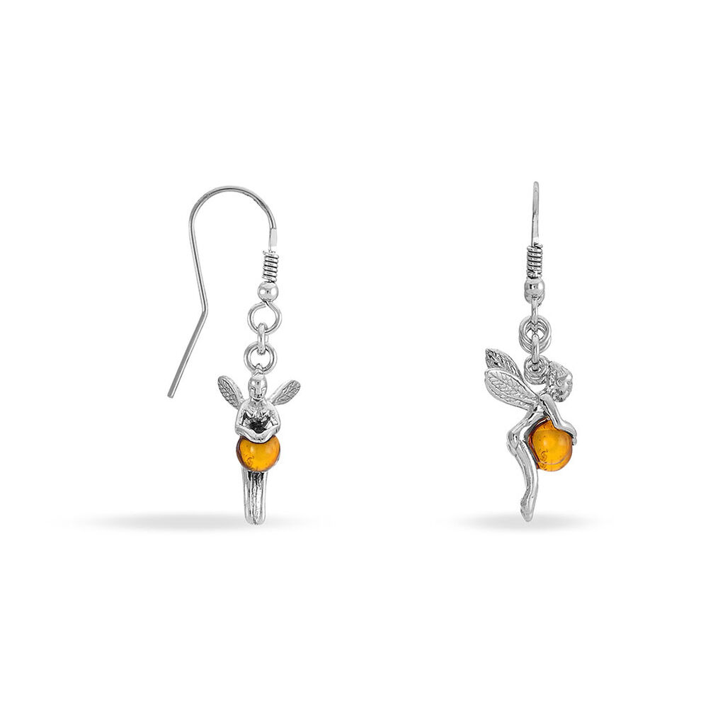 Boucles D'oreilles Pendantes Argent Blanc Abellia Ambre - Boucles d'oreilles fantaisie Femme | Histoire d’Or