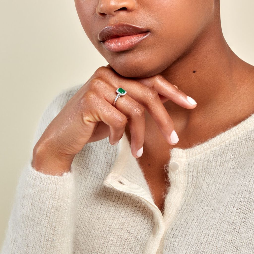 Bague Emory Or Blanc Emeraude Diamant - Bagues solitaires Femme | Histoire d’Or