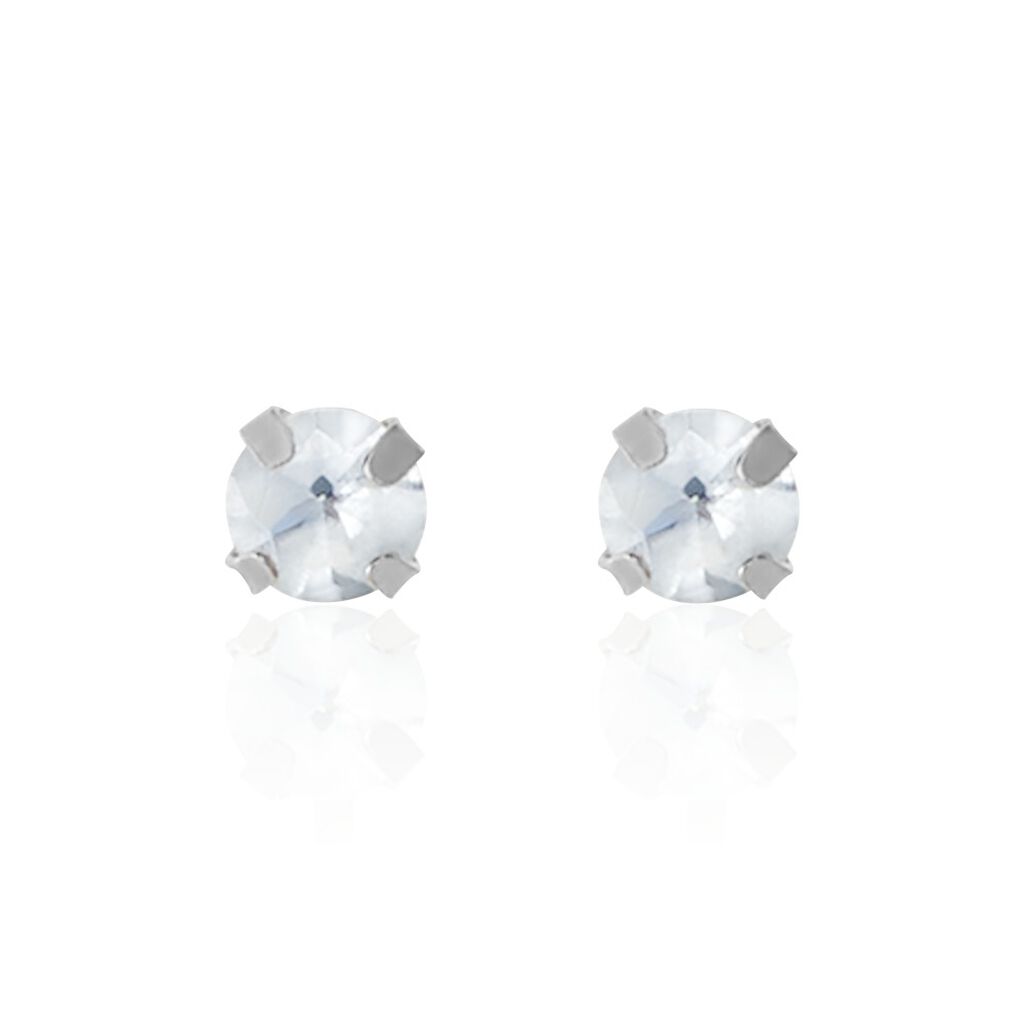 Boucles D'oreilles Puces Daria Or Blanc Oxyde De Zirconium - Clous d'oreilles Femme | Histoire d’Or