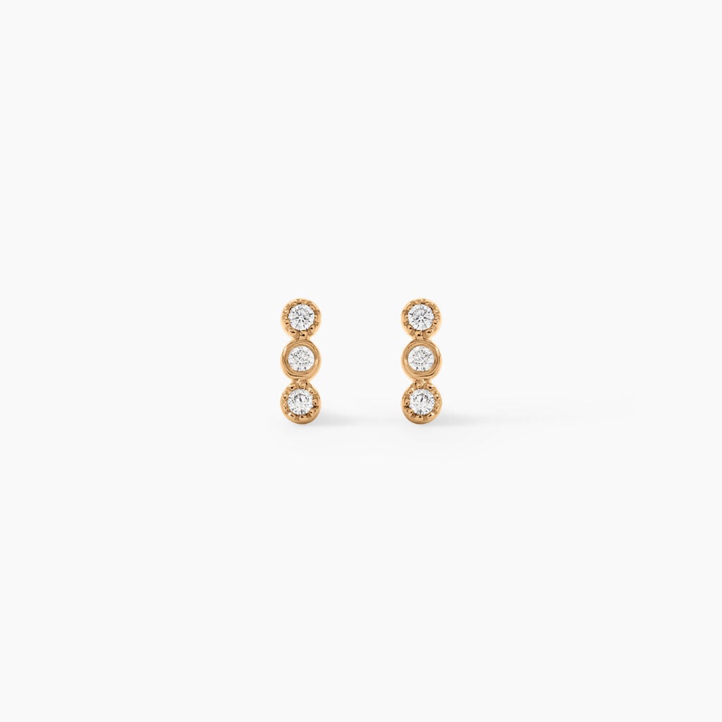 Boucles D'Oreilles Puces Emerica Plaqu&eacute; Or Jaune Oxyde De Zirconium - Boucles d'oreilles fantaisie Femme | Histoire d&rsquo;Or