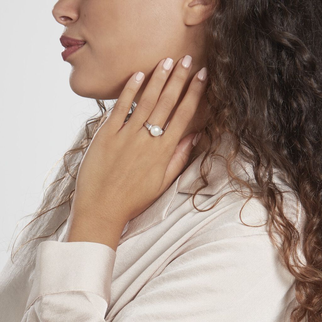 Bague Argent Icare Perle De Culture Oxyde De Zirconium - Bagues solitaires Femme | Histoire d’Or