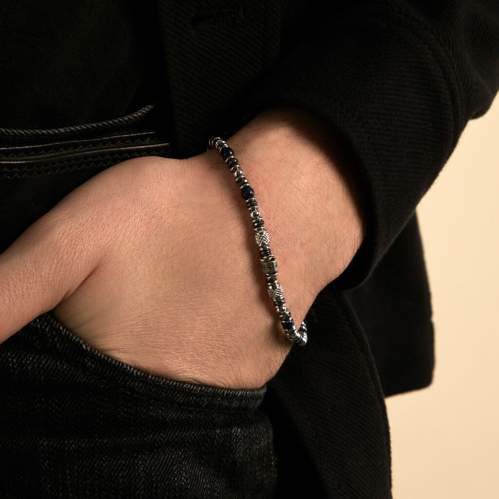 Bracelet Cliff Acier Gris Agate H&eacute;matite Oxyde De Zirconium - Bracelets Homme | Histoire d&rsquo;Or