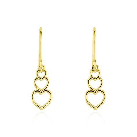 Boucles D'oreilles Pendantes Or Jaune Mayron - Boucles d'Oreilles Coeur Femme | Histoire d’Or