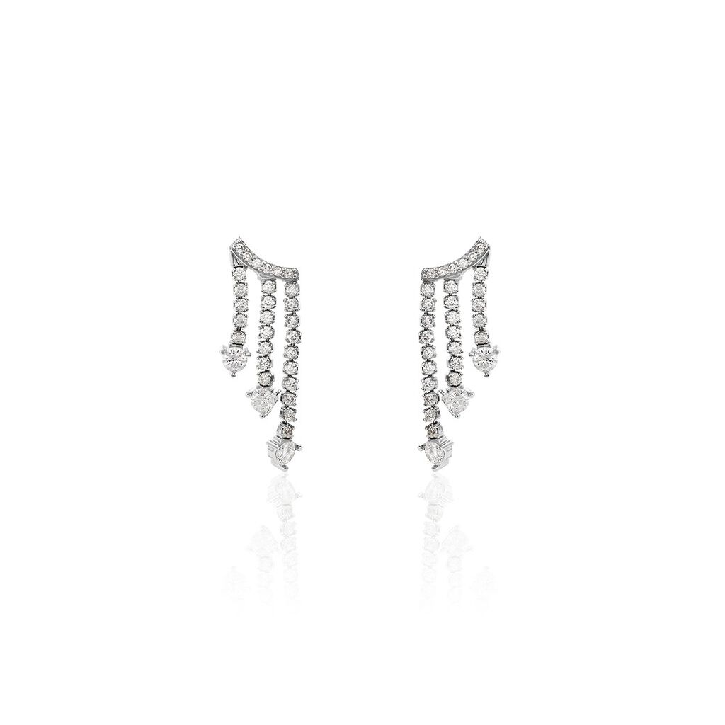 Boucles D’oreilles Pendantes Isalis Argent Blanc Oxyde De Zirconium
