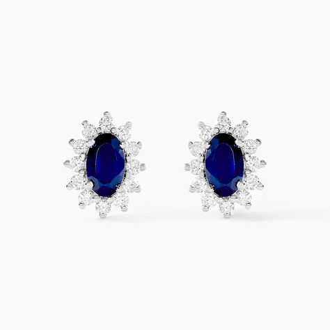 Boucles D'oreilles Puces Vladimir Or Blanc Saphir Diamant - Clous d'oreilles Femme | Histoire d’Or