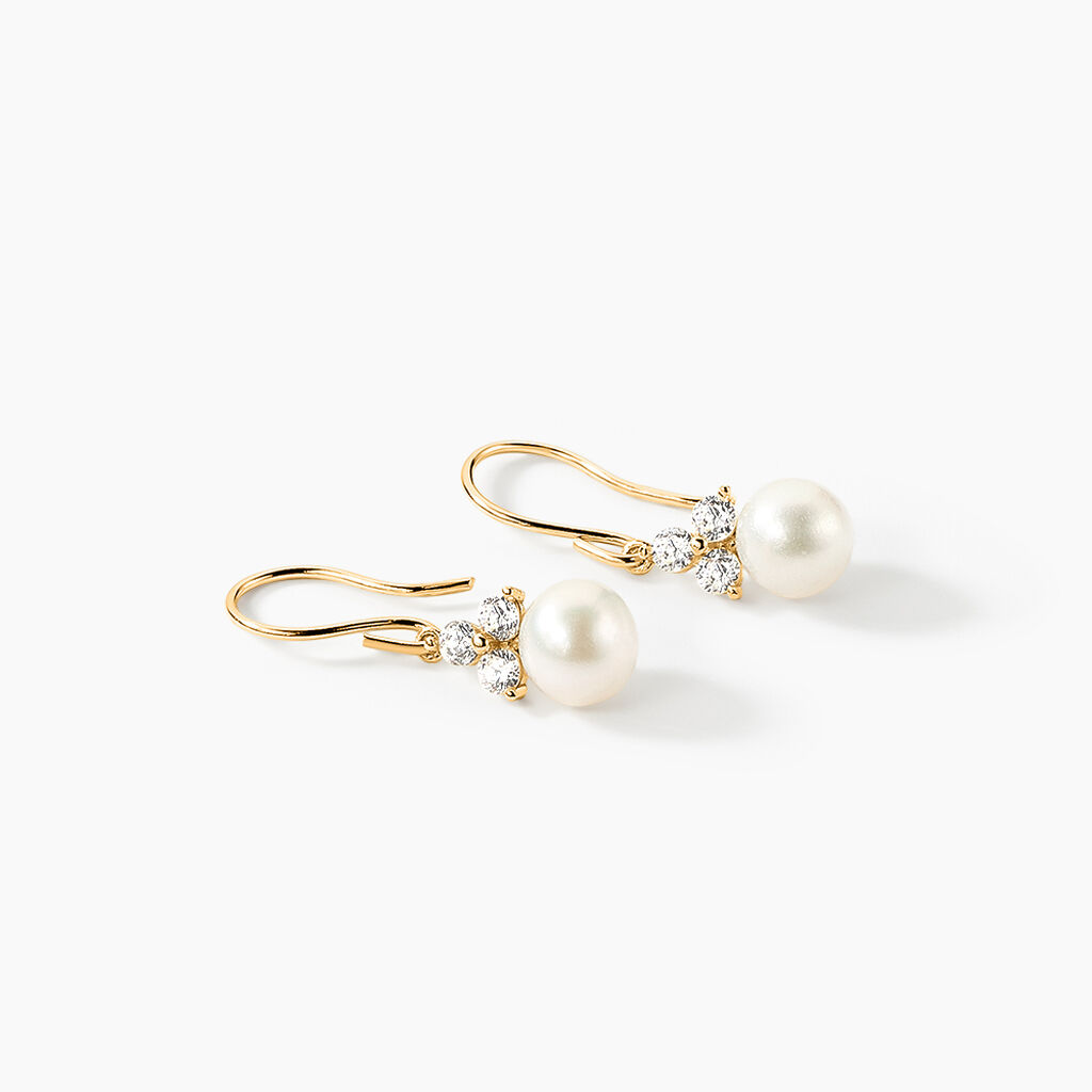Boucles D'oreilles Pendantes Taissia Or Jaune Perle De Culture - Boucles d'oreilles pendantes Femme | Histoire d’Or