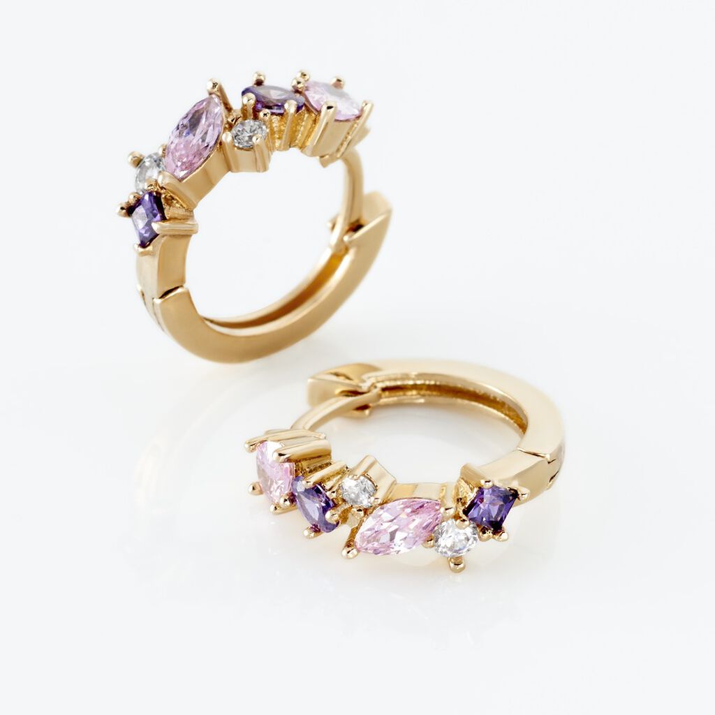 Cr&eacute;oles Plaqu&eacute; Or Eliina Oxyde De Zirconium - Boucles d'oreilles cr&eacute;oles Femme | Histoire d&rsquo;Or