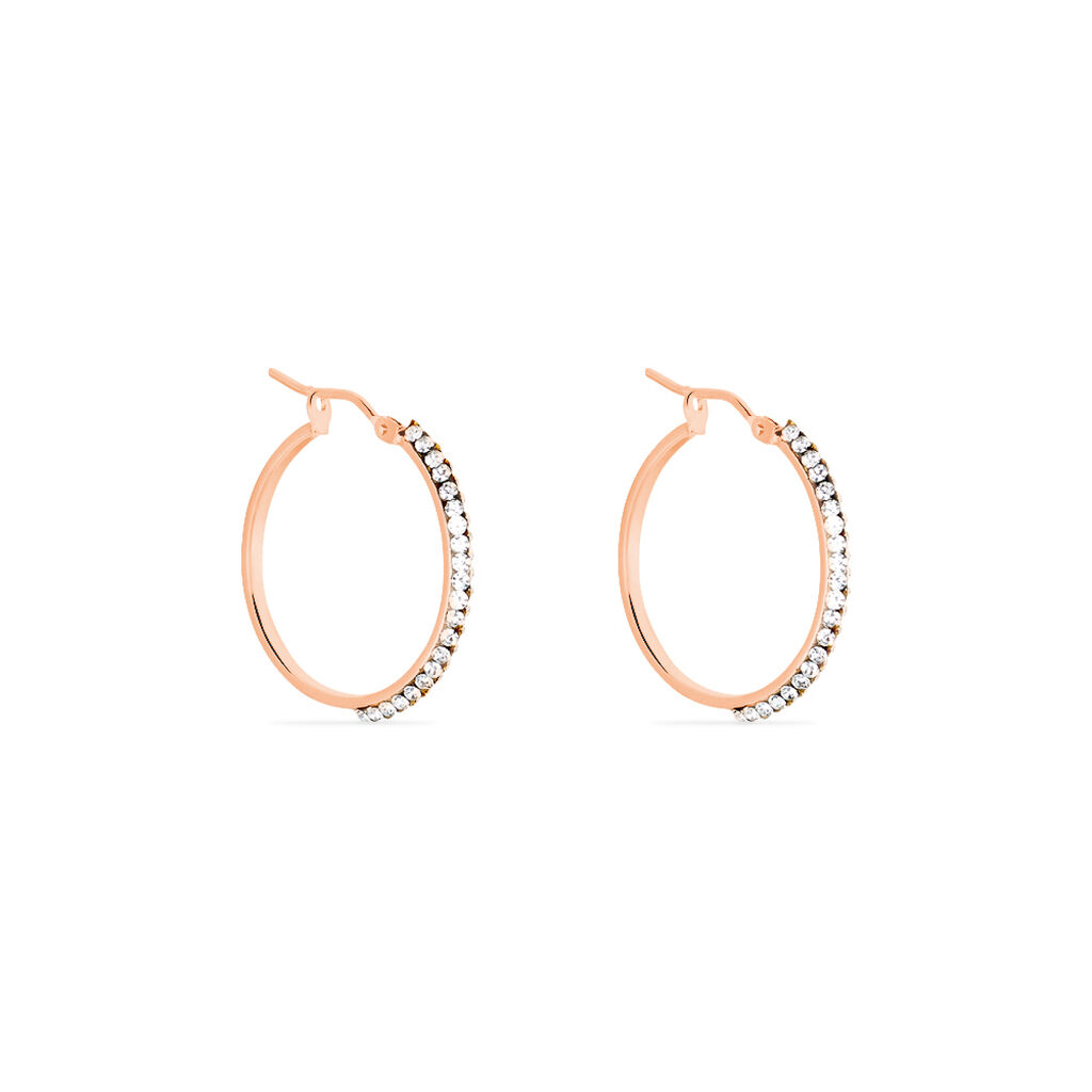 Créoles Sandrine Or Rose Strass - Boucles d'oreilles créoles Femme | Histoire d’Or