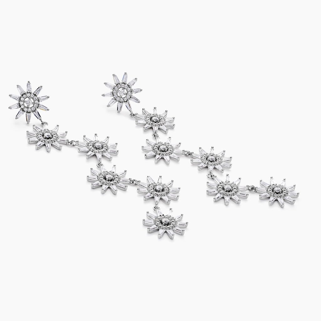 Boucles D'oreilles Pendantes Daisy Argent Blanc Oxyde De Zirconium - Boucles d'oreilles pendantes Femme | Histoire d&rsquo;Or