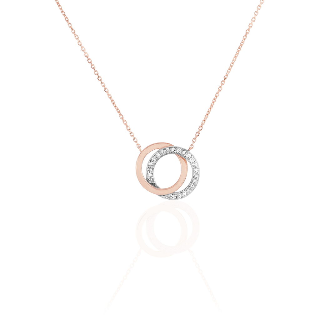 ABSOLU Damen Collier Gold Bicolor 375 (9 Karat) Diamant Wei&szlig; 0,07 ct Kreis - Colliers Femme | Histoire d&rsquo;Or