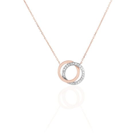 ABSOLU Damen Collier Gold Bicolor 375 (9 Karat) Diamant Wei&szlig; 0,07 ct Kreis - Colliers Femme | Histoire d&rsquo;Or