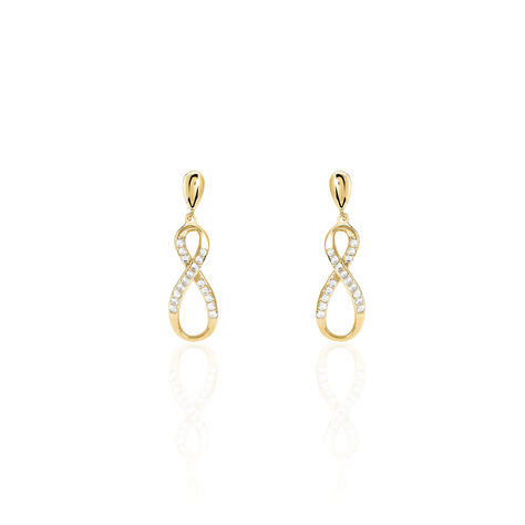 Boucles D'oreilles Pendantes Dunya Plaqué Or Jaune Oxyde De Zirconium - Boucles d'oreilles fantaisie Femme | Histoire d’Or